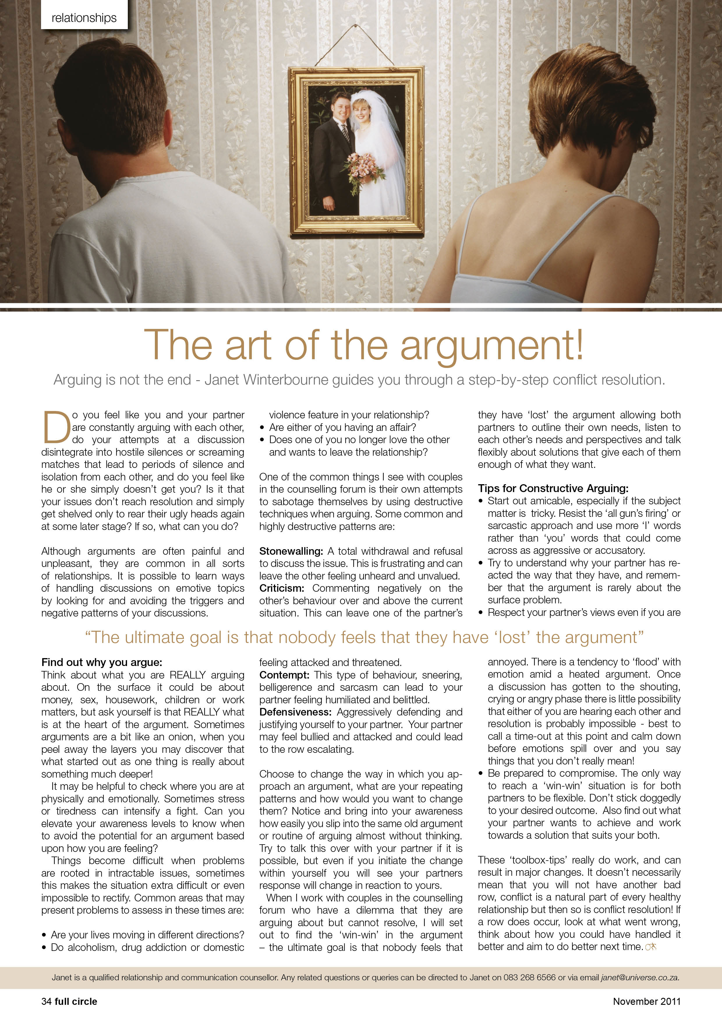 The art of the argument Psychologist Cape Town